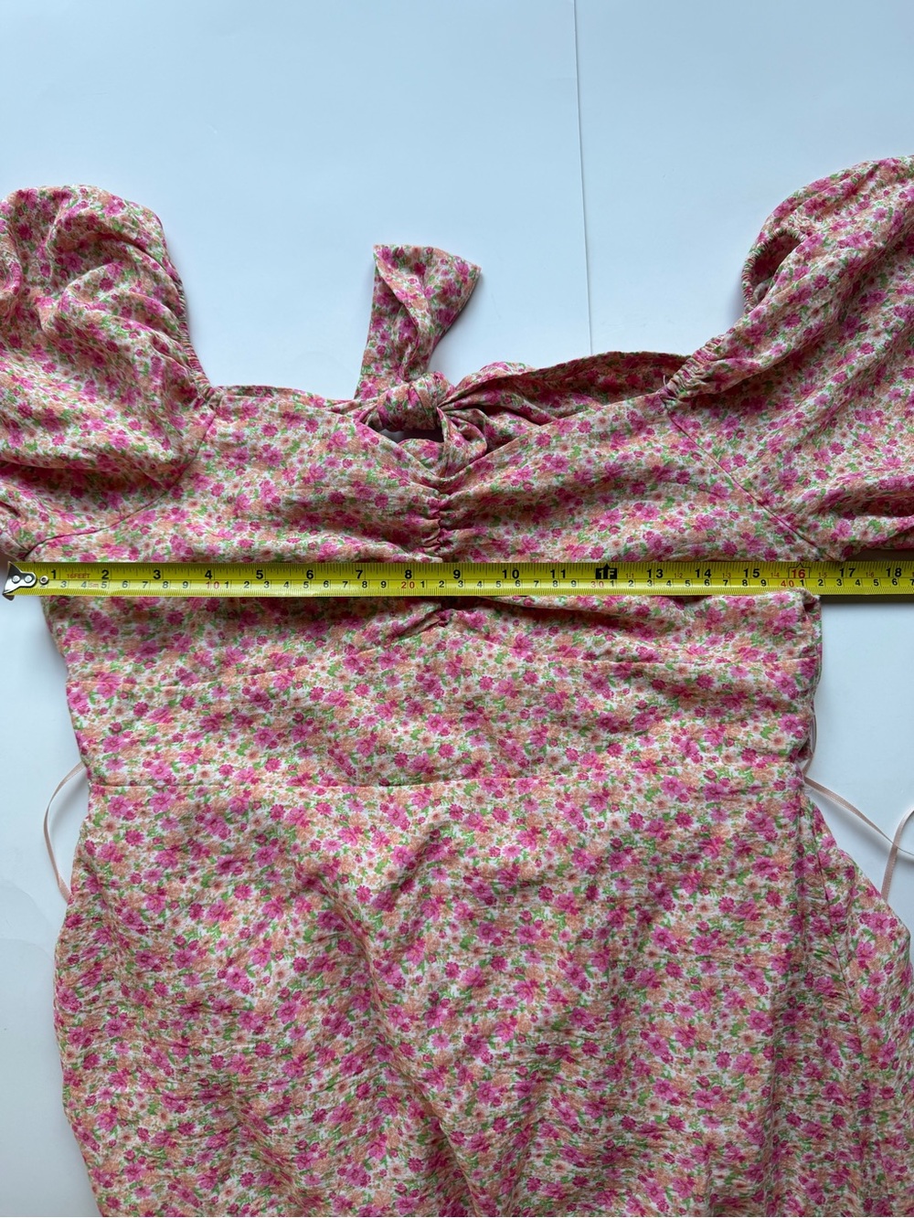 Blu peper  Pink Floral Puff Sleeve Open Back Maxi Dress Size M - Picture 4 of 8